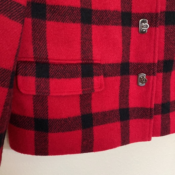 TALBOTS| plaid red coat 12P - Picture 7 of 11